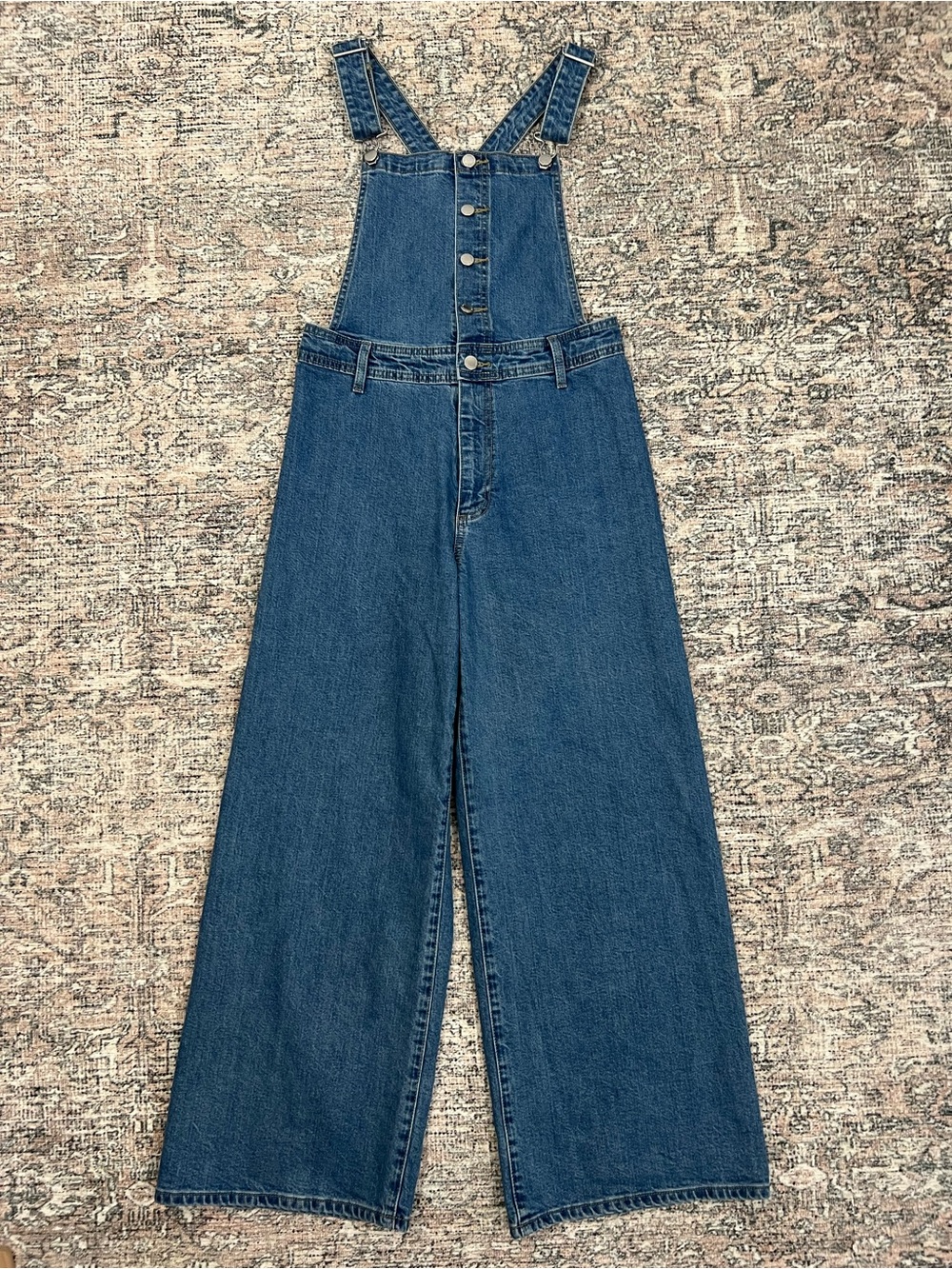 Women's Wide-Leg Denim Overalls - Blue - Picture 2 of 14